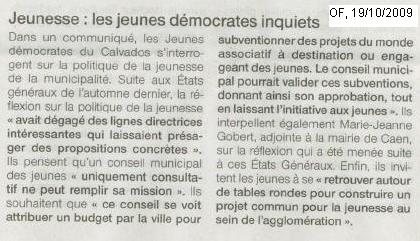 Jeunesse calvados : jeunes Modem 14 inquiets (Ouest-France)